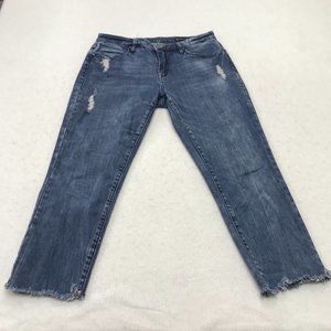 BlankNYC Skinny Jeans Womens 29 Blue Intro Cropped Raw Hem Distressed